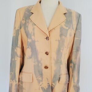 Escada cashmere jacket blazer blue purple pink peach gray tie dyed 6 8 10 large
